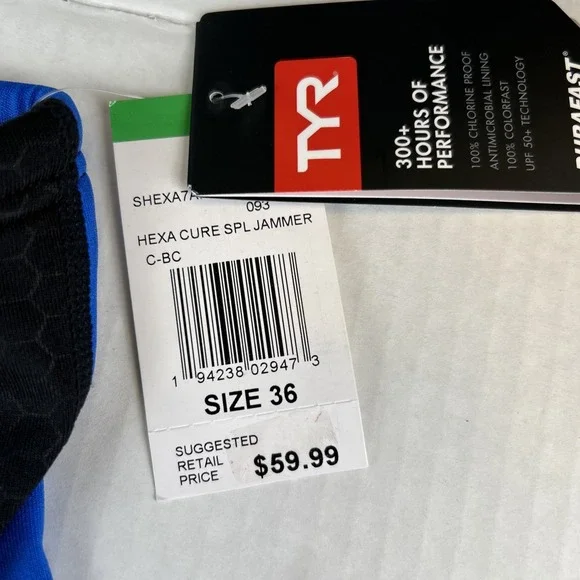 TYR Hexa Cure Jammer Swim Men's 36 300+ Hours Of Performance Swim New 734 - Picture 4 of 8